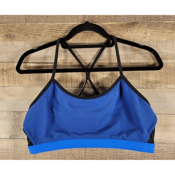 Fabletics Sports Bra Womens XL Blue/Black Mesh **READ** - Picture 1 of 6